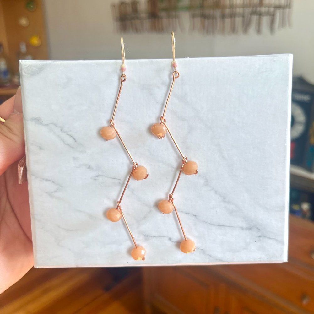 Copper and Peach Nude Branching Gravity Earrings